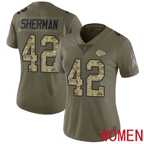 Women Kansas City Chiefs #42 Sherman Anthony Limited Olive Camo 2017 Salute to Service Nike NFL Jersey->nfl t-shirts->Sports Accessory